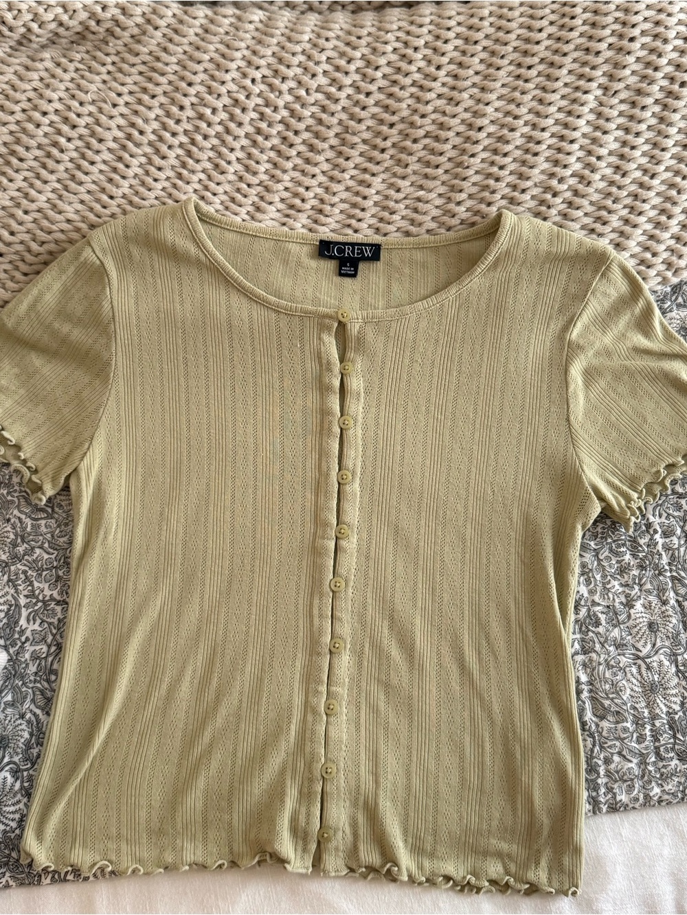 Jcrew Green Pointelle Cardigan and Tank Top Set
